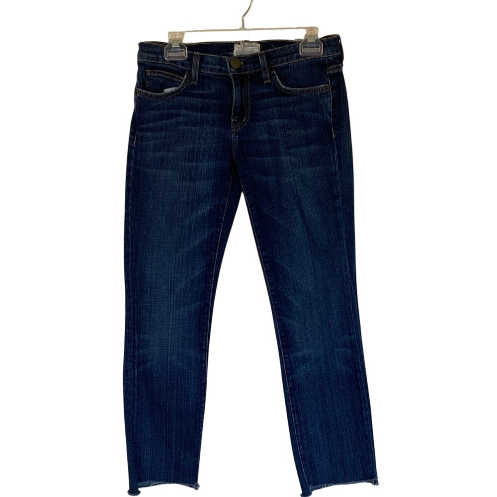 Current‎ Elliott Womens Straight Leg Rambler Dark Wash Jean Size 27 Frayed Hem